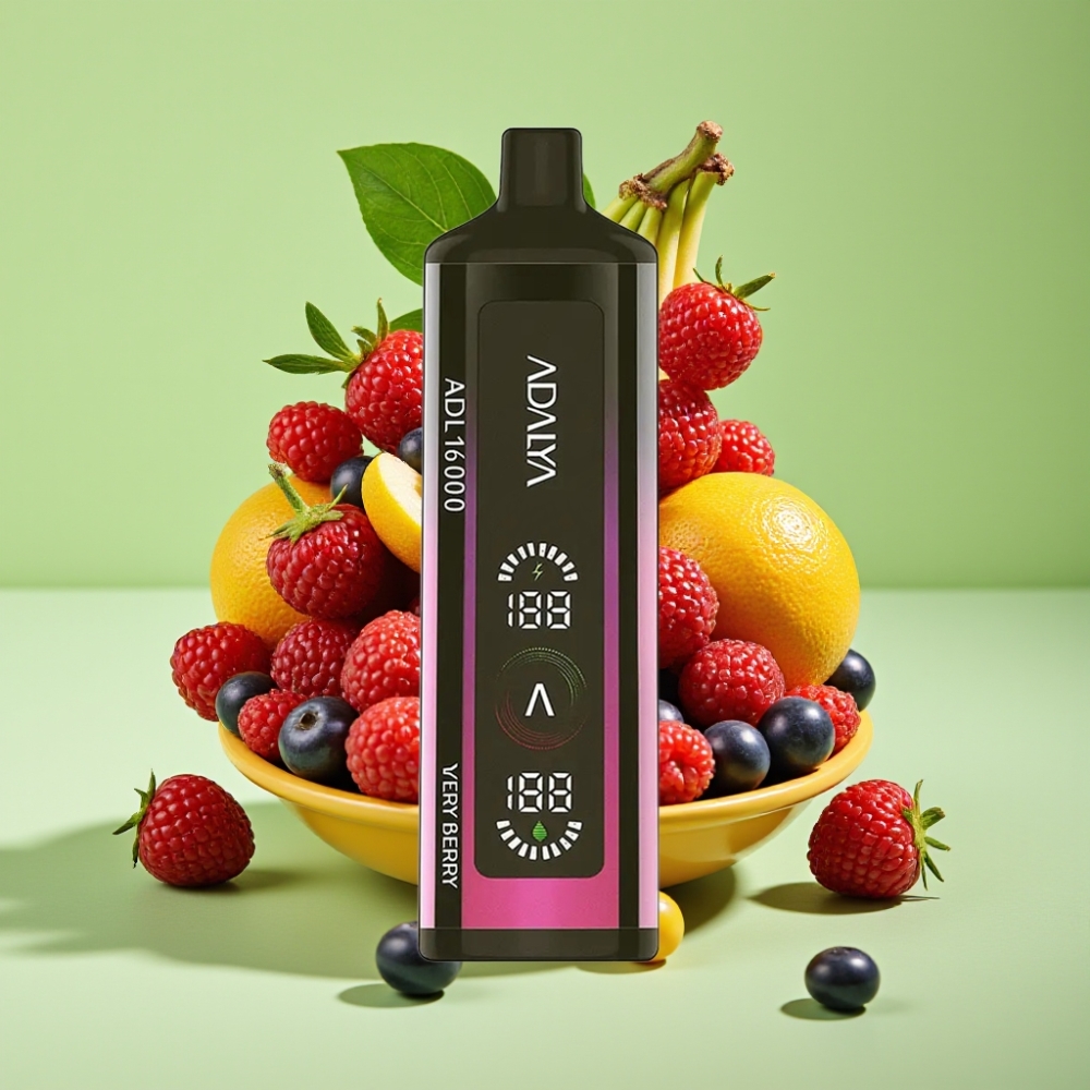 Adalya ADL 16000 PRO Puffs Jednokratna Vape Jako Bobice, Digitalni Ekran, USB-C, Smart Mesh Coil