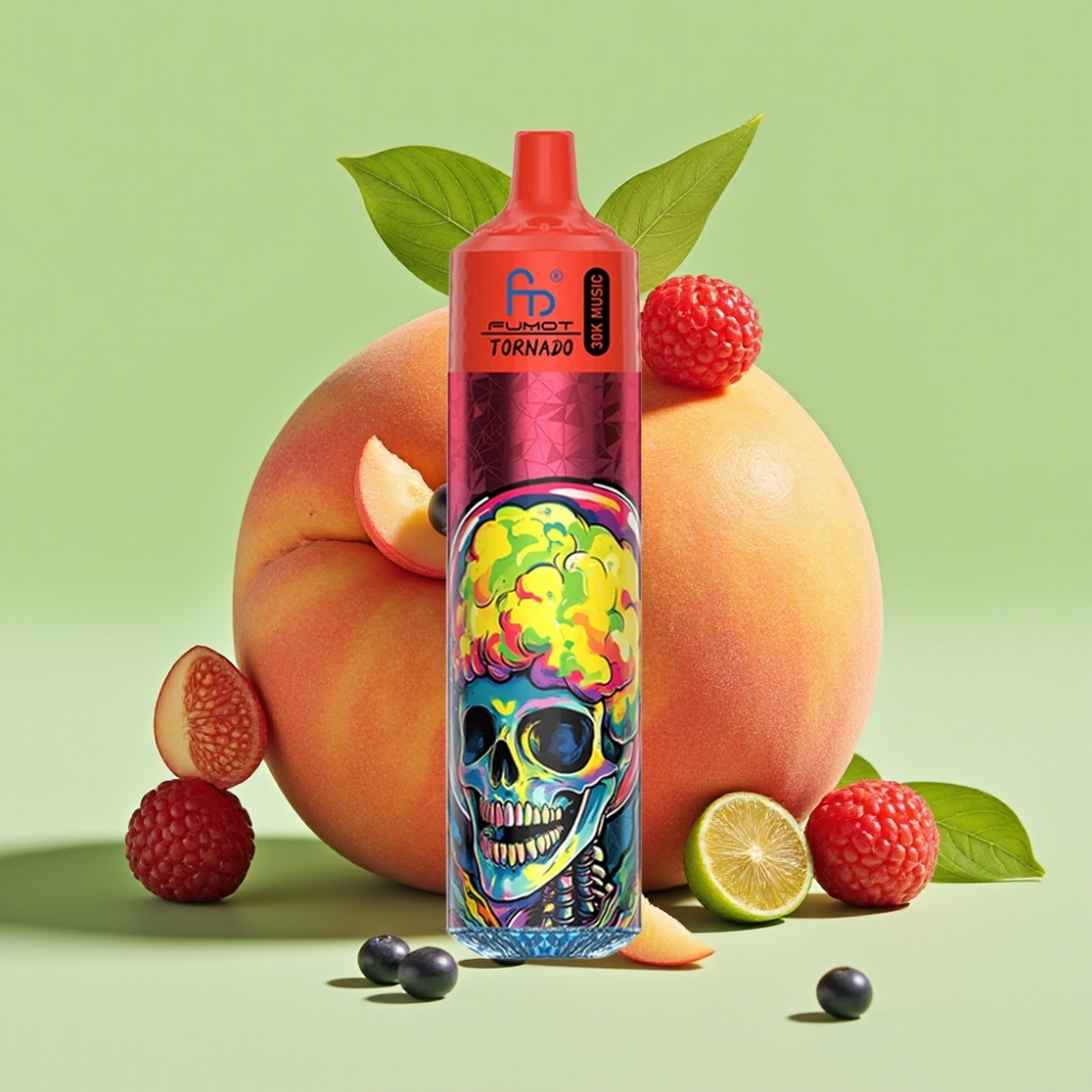 Fumot RandM Tornado 30000 Puffs 30mL 5% LED Breskva Bobice 1.0 Ohm 600mAh