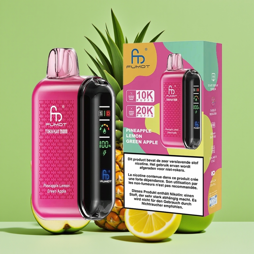 Fumot Tornado 20000 Puffs Dual Mesh Coil 20ml 850mAh Ananas Limun Zelena Jabuka