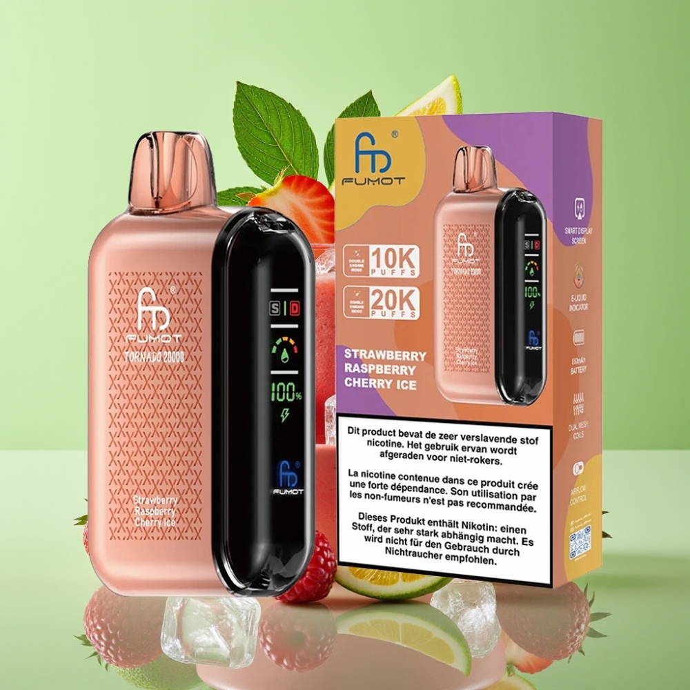 Fumot Tornado 20000 Puffs Dual Mesh Coil 20ml 850mAh Jagoda Malina Trešnja Led