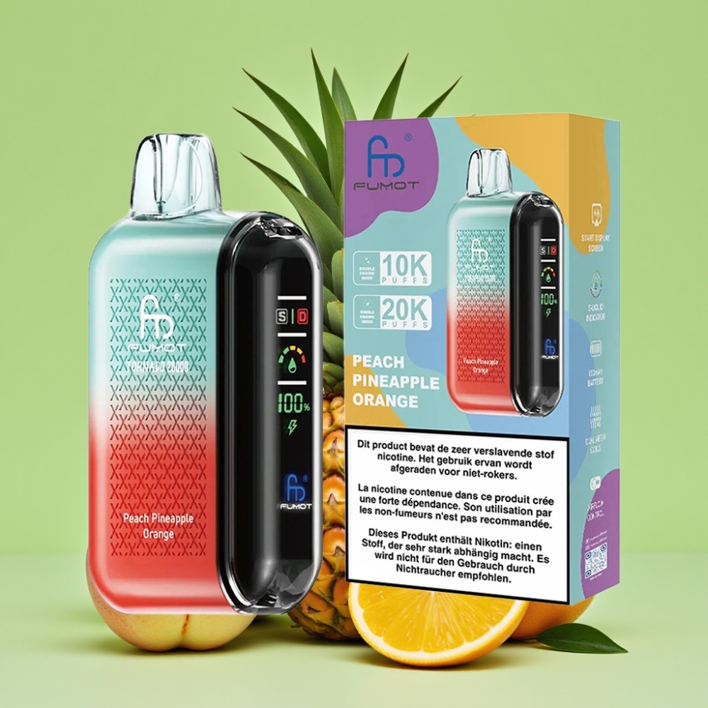 Fumot Tornado 20000 Puffs Dual Mesh Coil 20ml 850mAh Pamuk Ananas Naranča