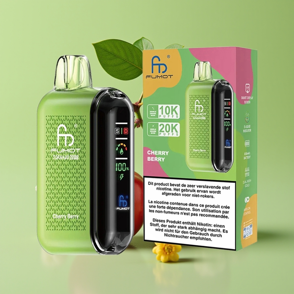 Fumot Tornado 20000 Puffs Dual Mesh Coil 20ml 850mAh Pamuknuti Cherry Berry