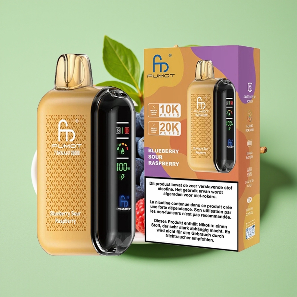 Fumot Tornado 20000 Puffs Dual Mesh Coil 20ml 850mAh Pamukova Malina Borovnica