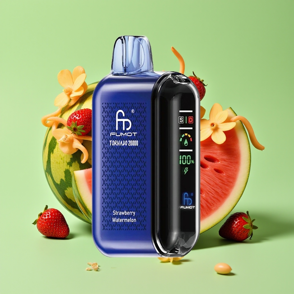 Fumot Tornado 20000 Puffs Dual Mesh Coil 20ml 850mAh Smart Display Airflow Control 2% Nikotina Okus Jagoda Lubenica