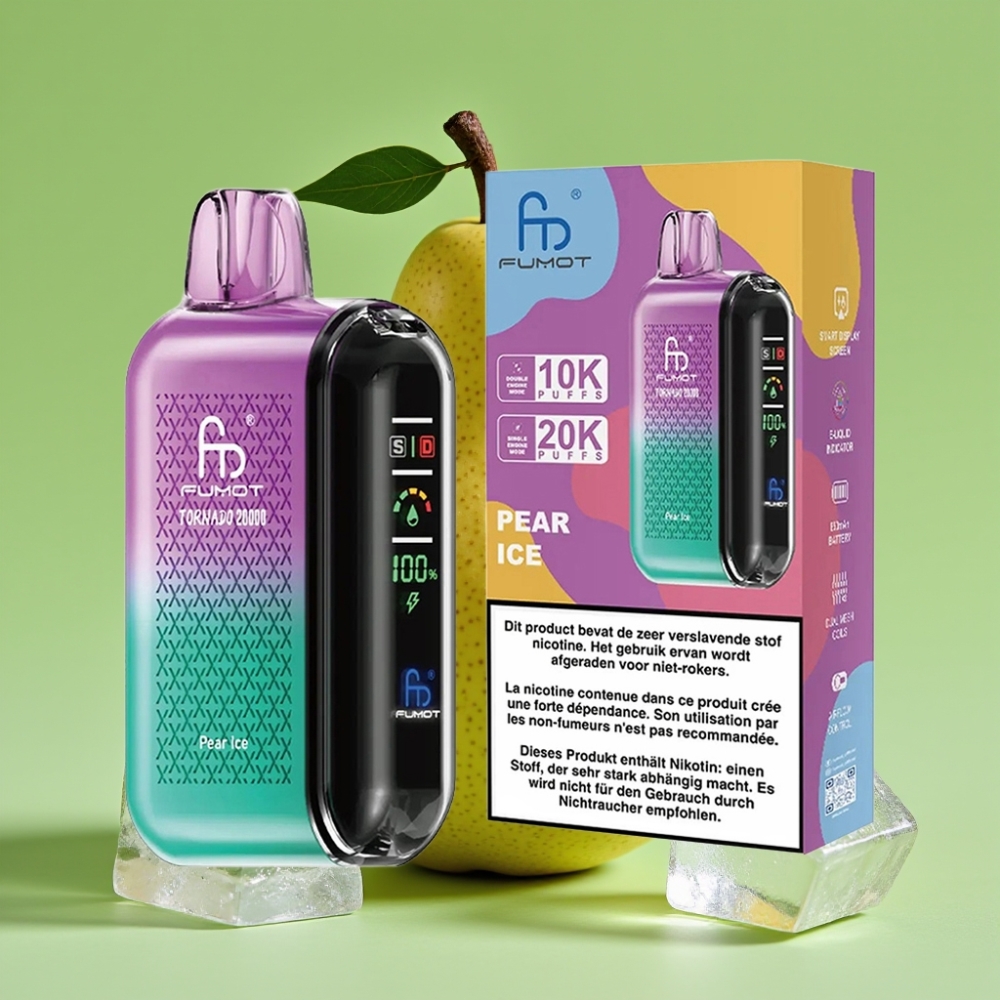 Fumot Tornado 20000 Puffs Dual Mesh Coil 20ml 850mAh Smart Display Airflow Control Kruškoledni Led