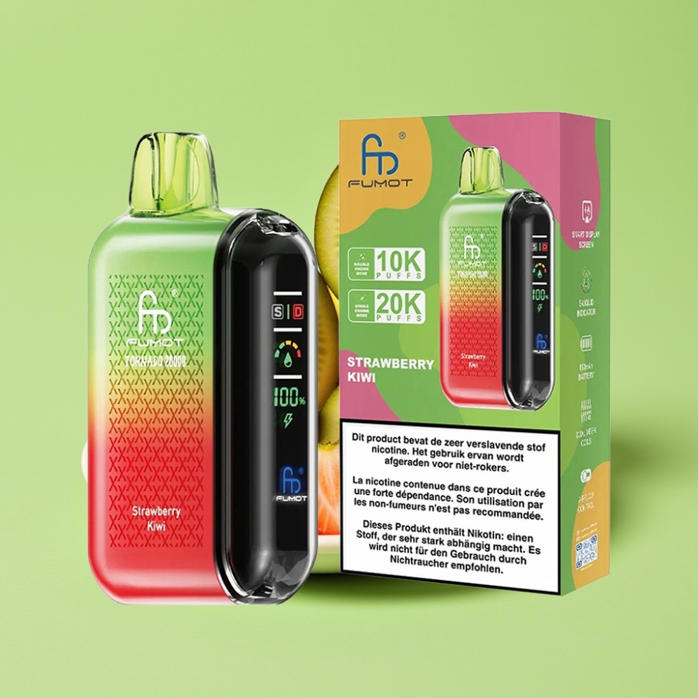 Fumot Tornado 20000 Puffs Dual Mesh Coil 20ml 850mAh Smart Display Jagoda Kivi