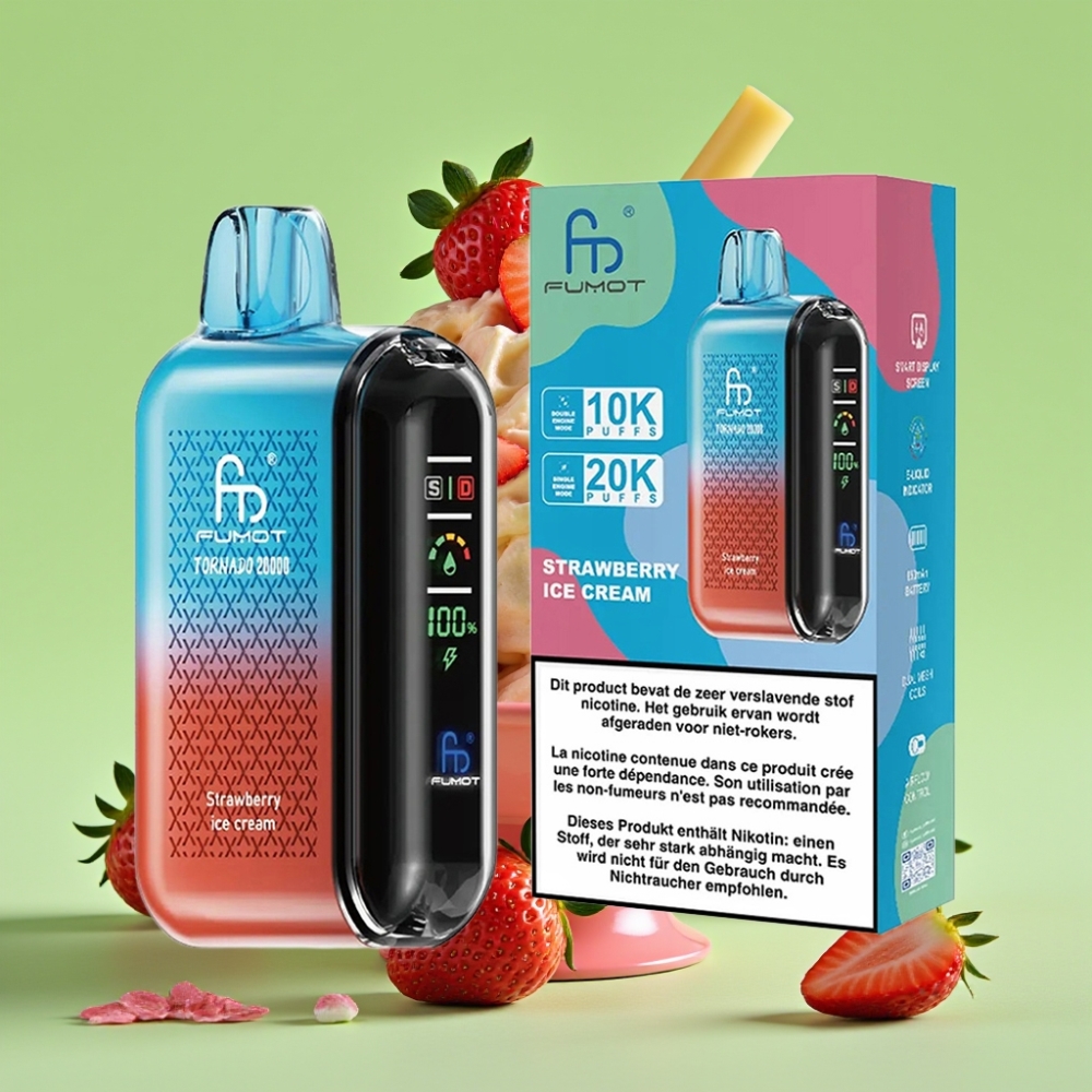 Fumot Tornado 20000 Puffs Dual Mesh Coil 20ml 850mAh Smart Display Jagoda Sladoled