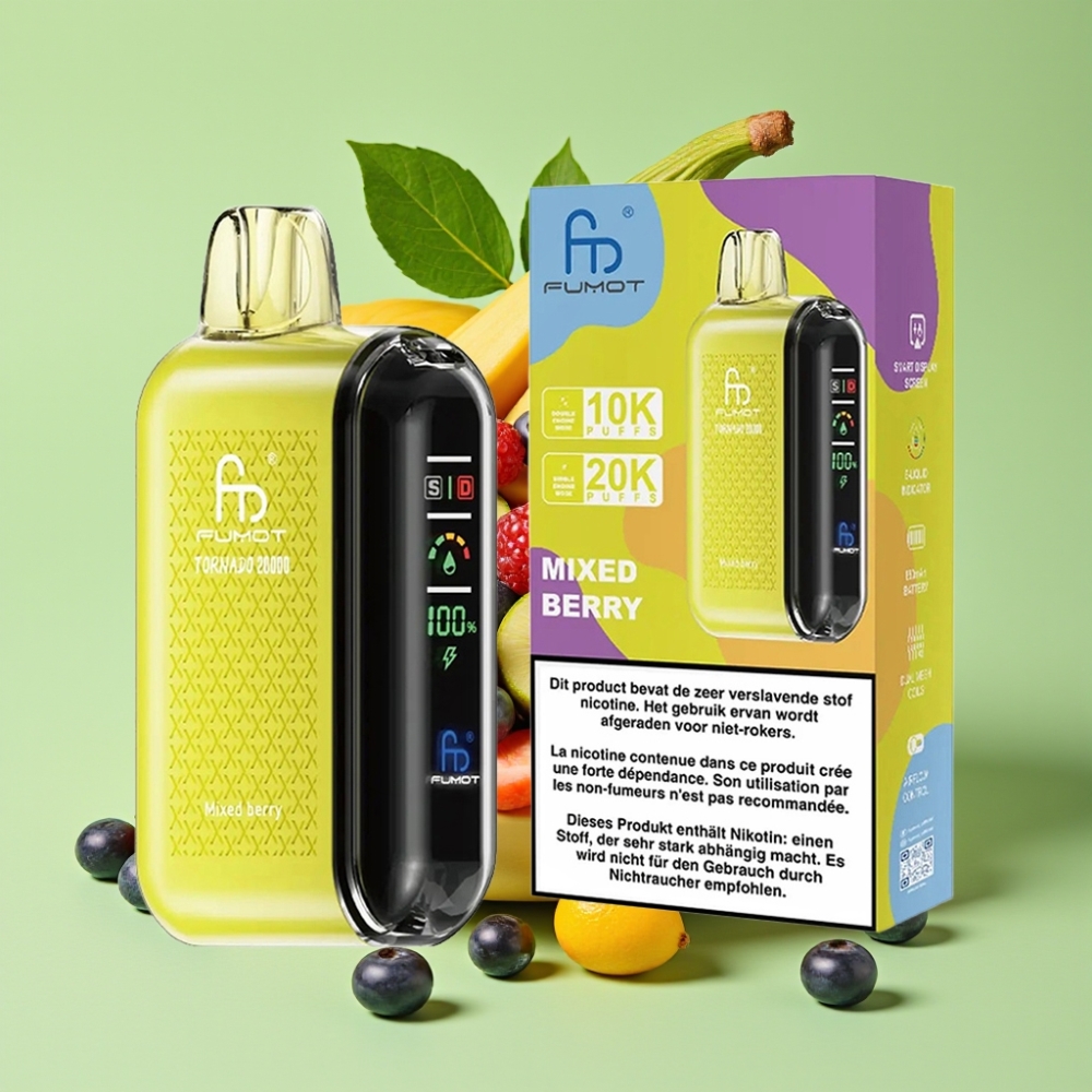 Fumot Tornado 20000 Puffs Dual Mesh Coil 20ml 850mAh Smart Display Mješovita Bobica
