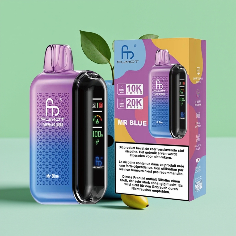 Fumot Tornado 20000 Puffs Dual Mesh Coil 20ml 850mAh Smart Display Plavi