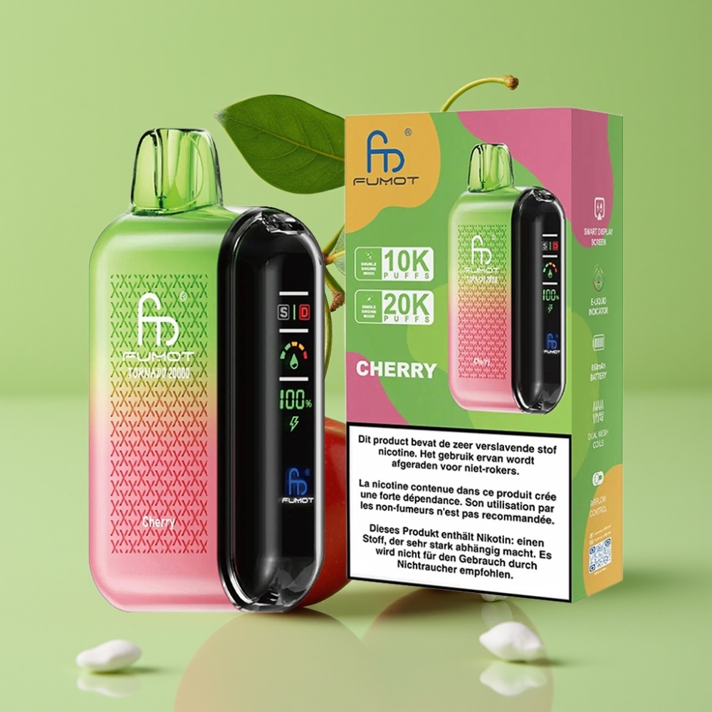 Fumot Tornado 20000 Puffs Dual Mesh Coil 20ml 850mAh Smart Display Trešnja
