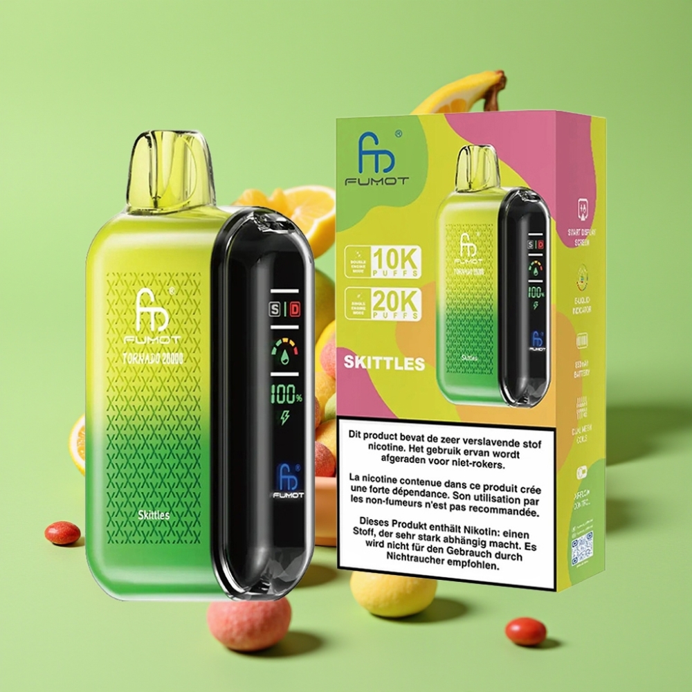 Fumot Tornado 20000 Puffs Dual Mesh Coil 20ml Punjenje 850mAh Okus Skittles