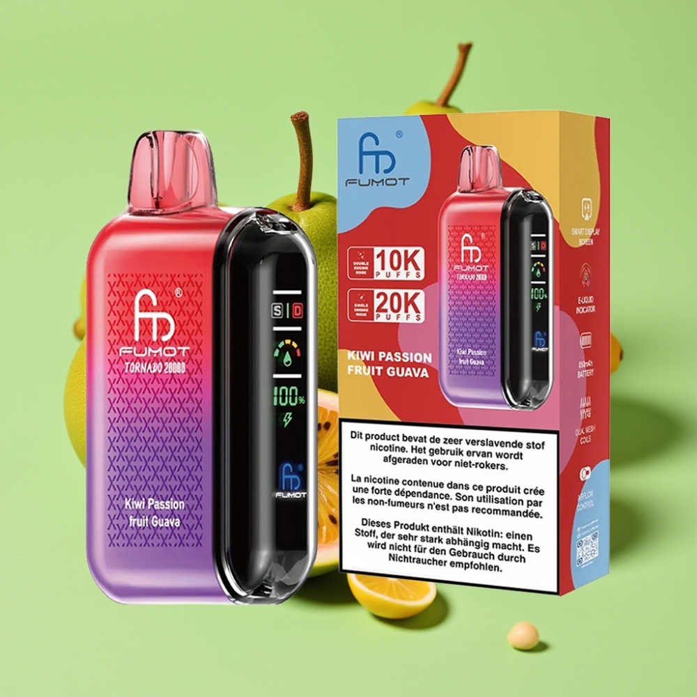Fumot Tornado 20000 Puffs Dvoslojna Mrežica 20ml 850mAh Kiwi Marakuja Guava