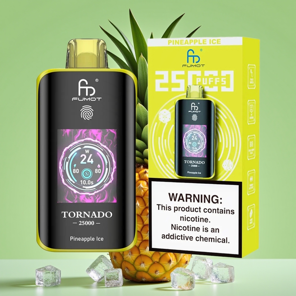 Fumot Tornado 25000 Puffs HD Ekran, 700mAh Baterija, 20ml Tekućina, Ananas Led