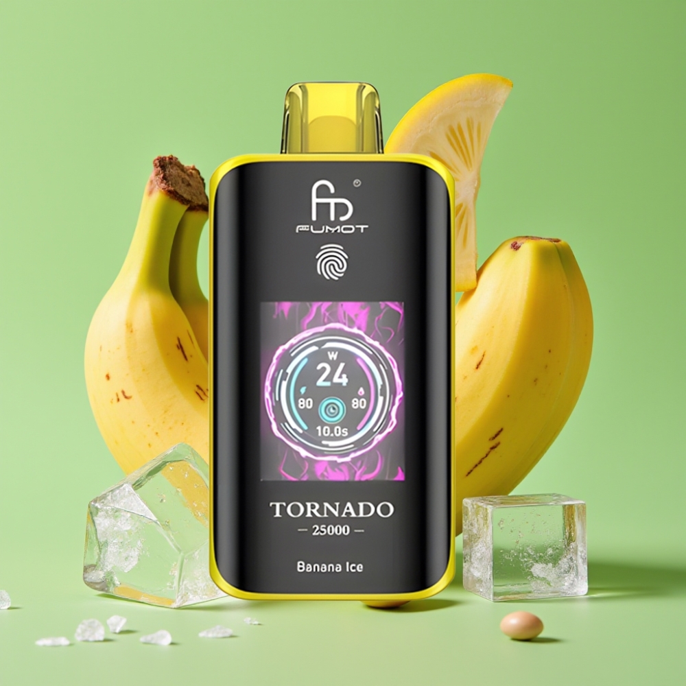 Fumot Tornado 25000 Puffs HD Ekran, 700mAh Baterija, 20ml Tekućina, Banana Led