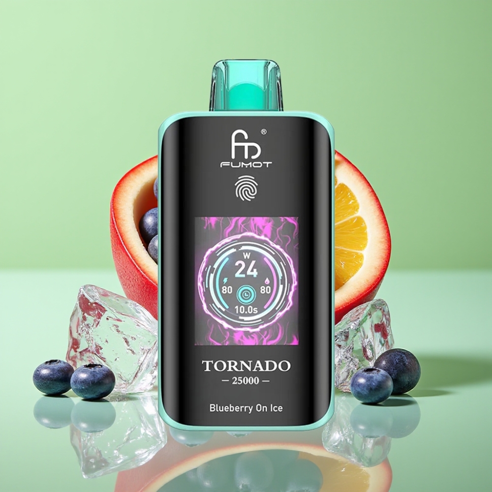 Fumot Tornado 25000 Puffs HD Ekran, 700mAh Baterija, 20ml Tekućina, Borovnica Led, Type-C Punjenje