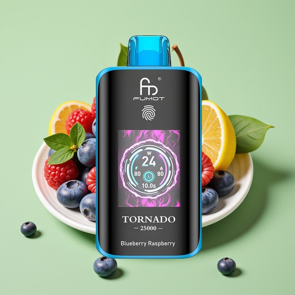 Fumot Tornado 25000 Puffs HD Ekran, 700mAh Baterija, 20ml Tekućina, Borovnica Malina
