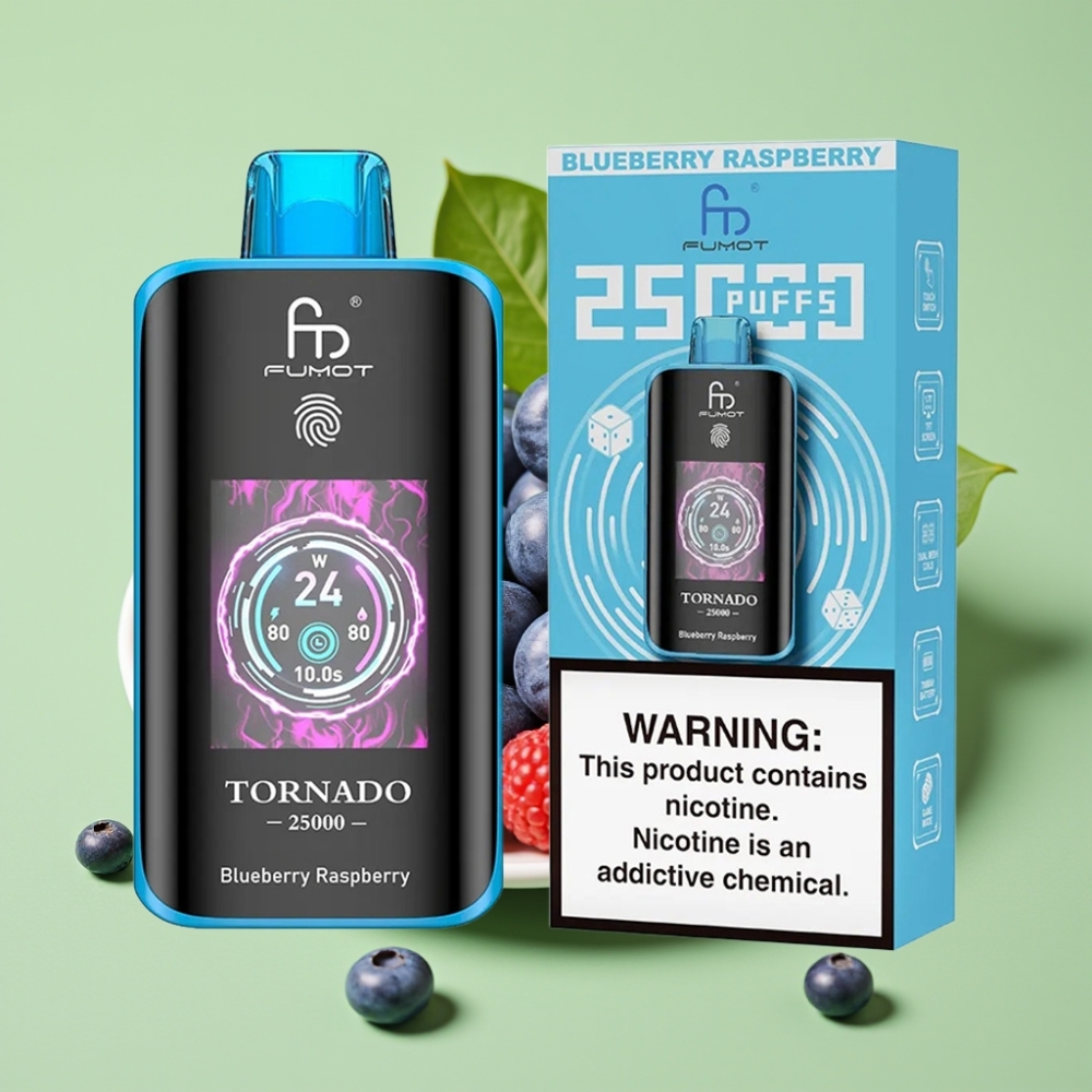 Fumot Tornado 25000 Puffs HD Ekran, 700mAh Baterija, 20ml Tekućina, Borovnica Malina