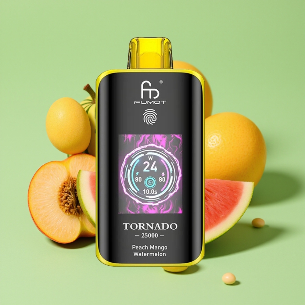 Fumot Tornado 25000 Puffs HD Ekran, 700mAh Baterija, 20ml Tekućina, Breskva Mango Lubenica