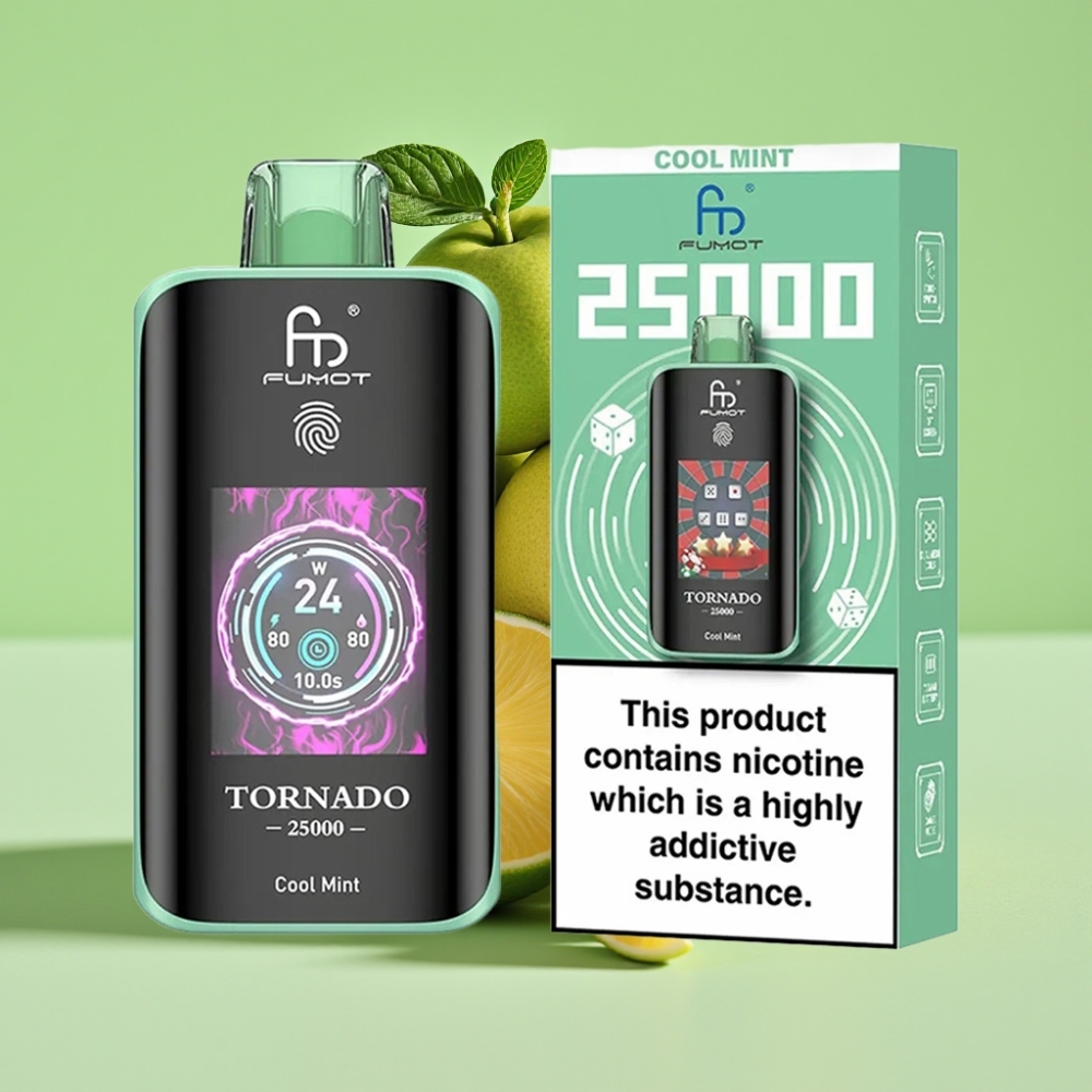 Fumot Tornado 25000 Puffs HD Ekran, 700mAh Baterija, 20ml Tekućina, Hladna Meta