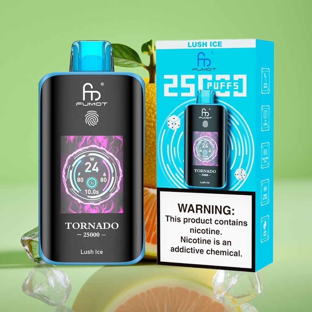 Fumot Tornado 25000 Puffs HD Ekran, 700mAh Baterija, 20ml Tekućina, Lush Ice