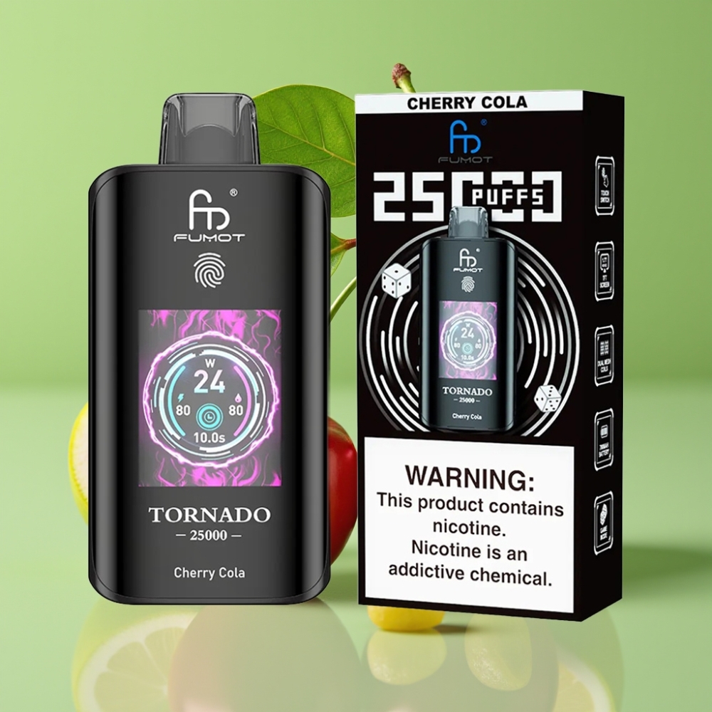 Fumot Tornado 25000 Puffs HD Ekran, 700mAh Baterija, 20ml Tekućina, Višnja Kola