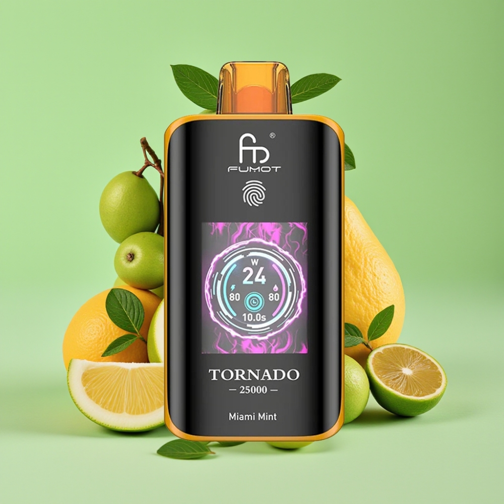 Fumot Tornado 25000 Puffs HD Ekran, 700mAh Baterija, 20ml Tekućine, Miami Mint Okus