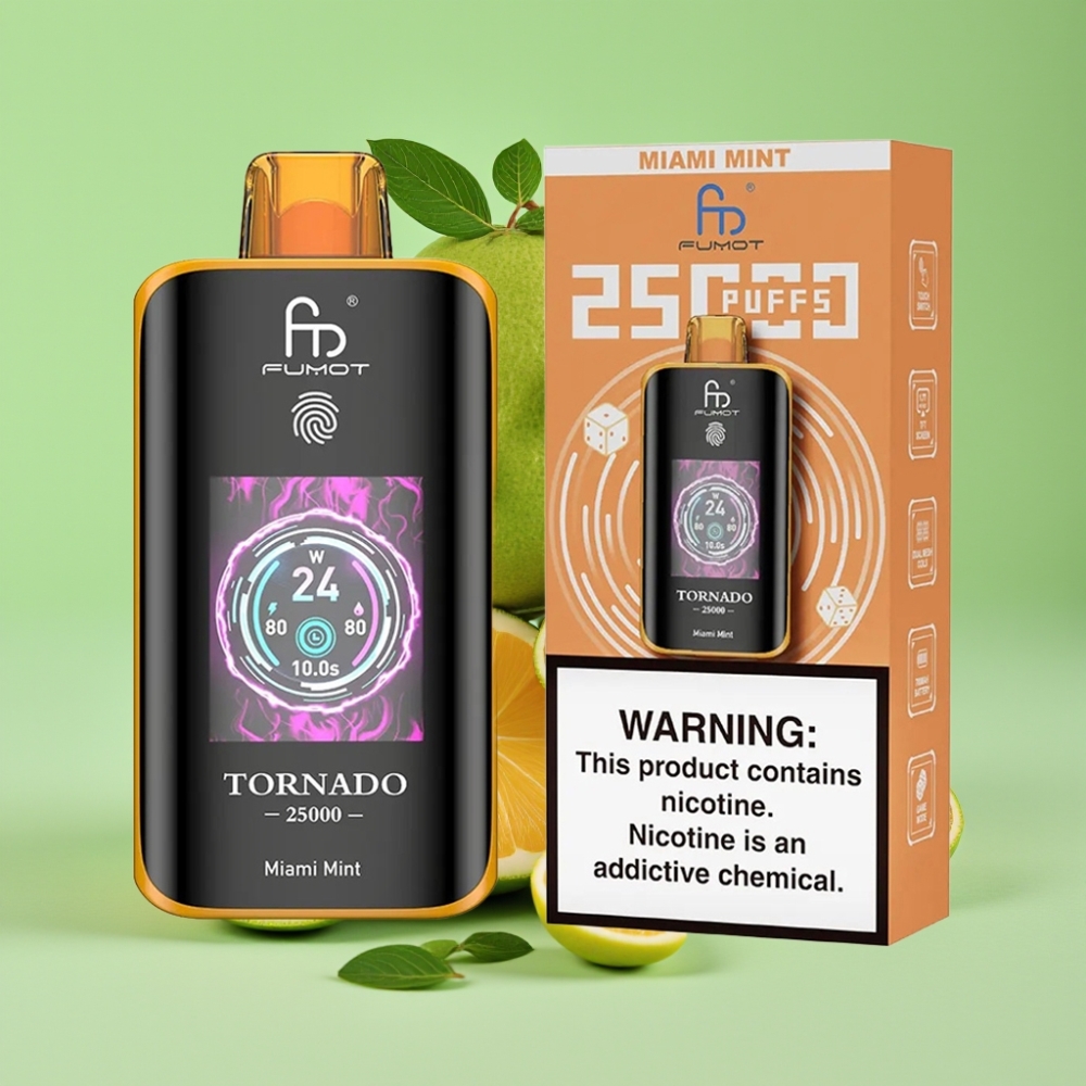 Fumot Tornado 25000 Puffs HD Ekran, 700mAh Baterija, 20ml Tekućine, Miami Mint Okus