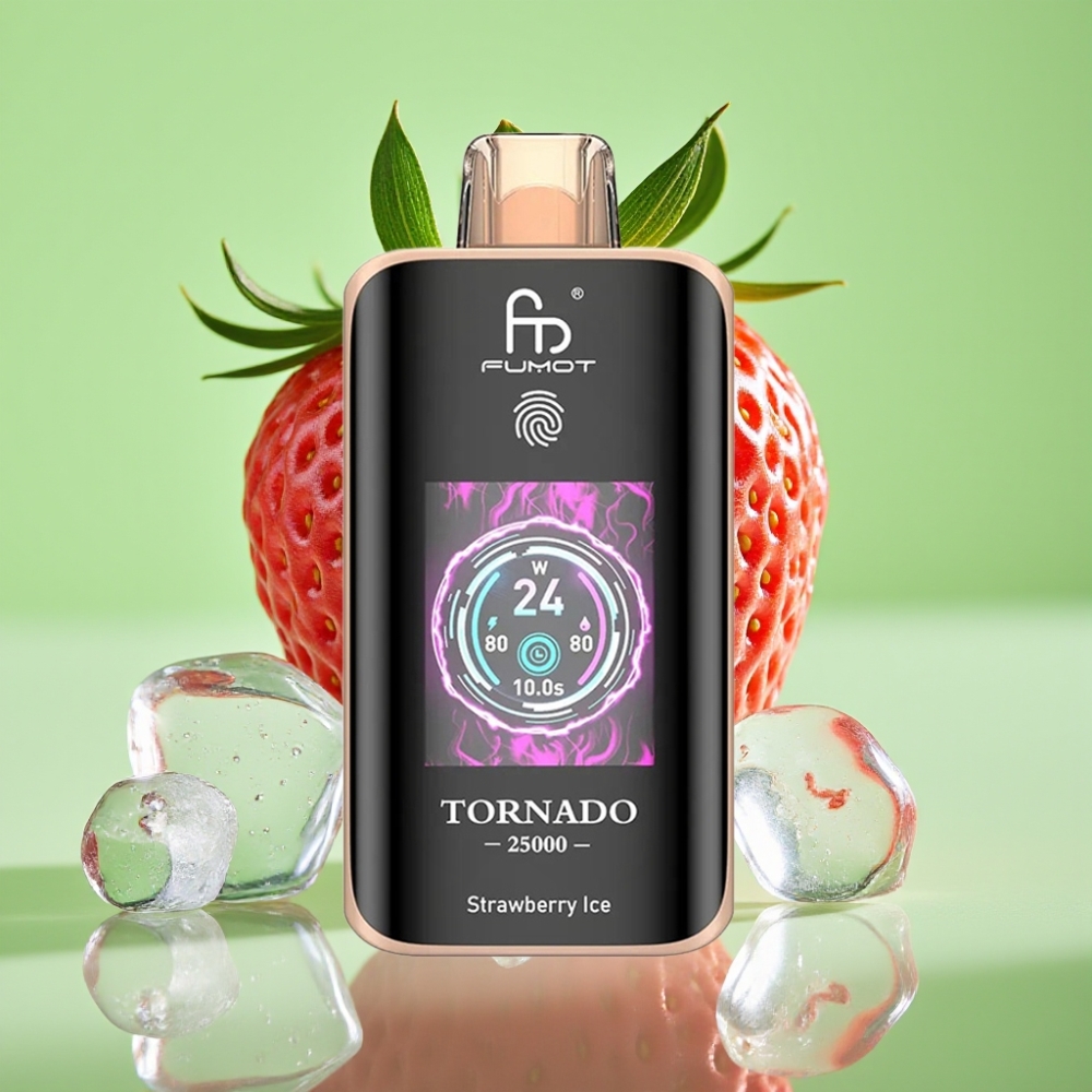 Fumot Tornado 25000 Puffs HD Ekran, 700mAh Baterija, Jagoda Led