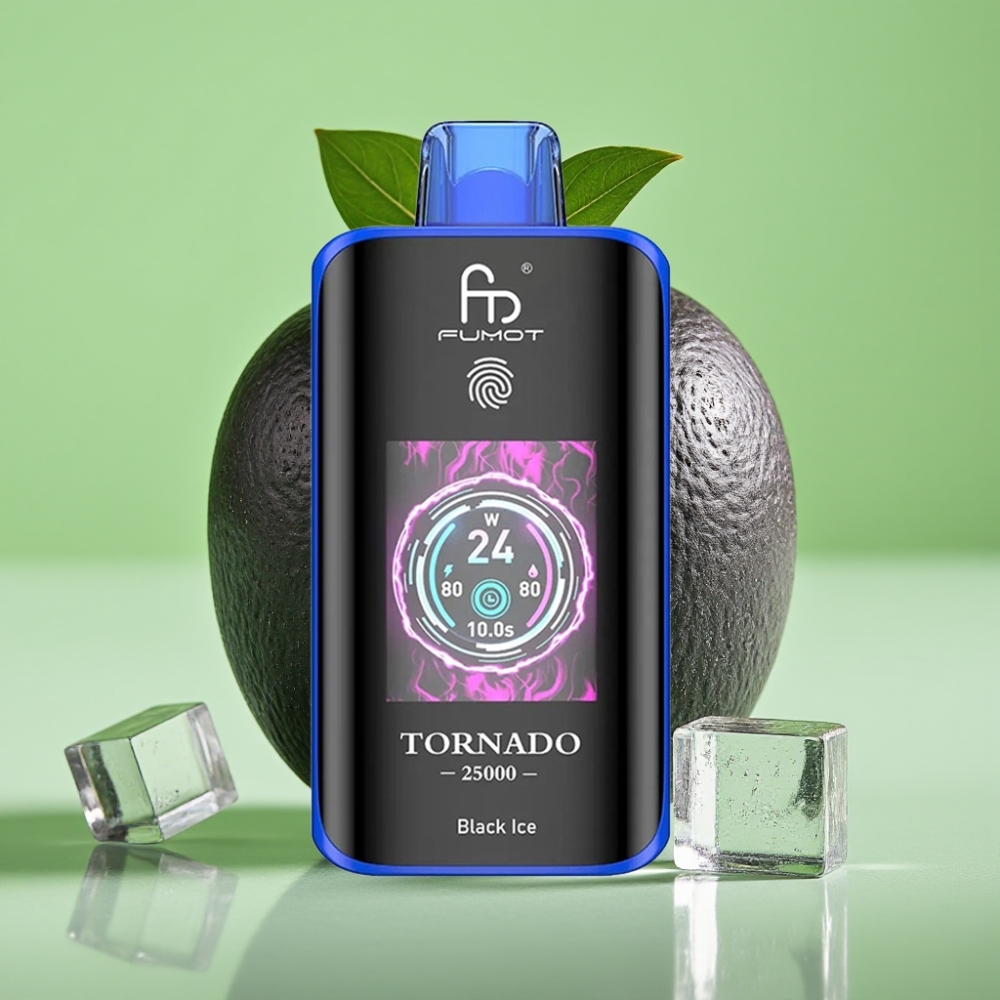 Fumot Tornado 25000 Puffs HD Ekran, Punjiva Baterija 700mAh, Black Ice Aroma