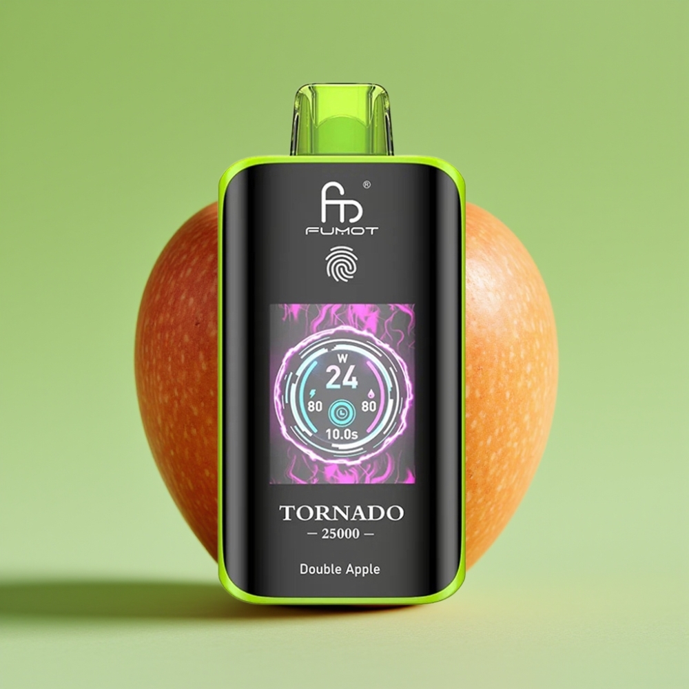 Fumot Tornado 25000 Puffs HD Ekran, Punjiva Baterija, Dvostruka Jabuka