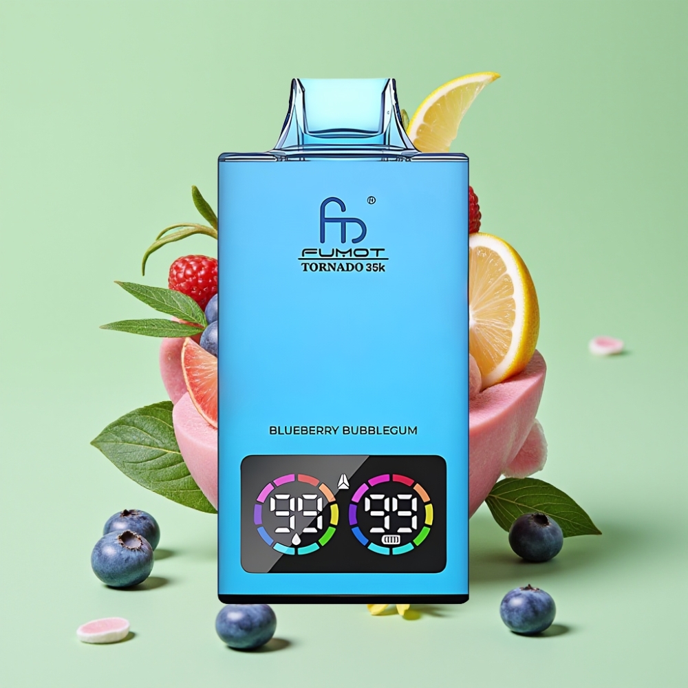 Fumot Tornado 35K Disposable Vape 35000 Puffova Dual Mesh Coil USB-C Plavi Bubblegum