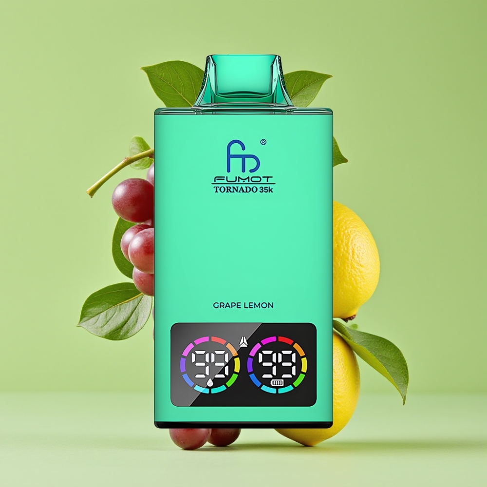 Fumot Tornado 35K Disposable Vape Dual Mesh Coil 35000 Puffs Grožđe Limun USB-C RGB