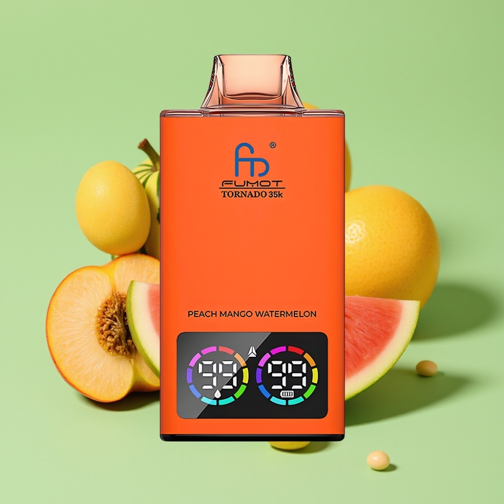 Fumot Tornado 35K Jednokratna Vape Breskva Mango Lubenica – Dual Mesh Coil, RGB Svjetla, 15ml, USB-C
