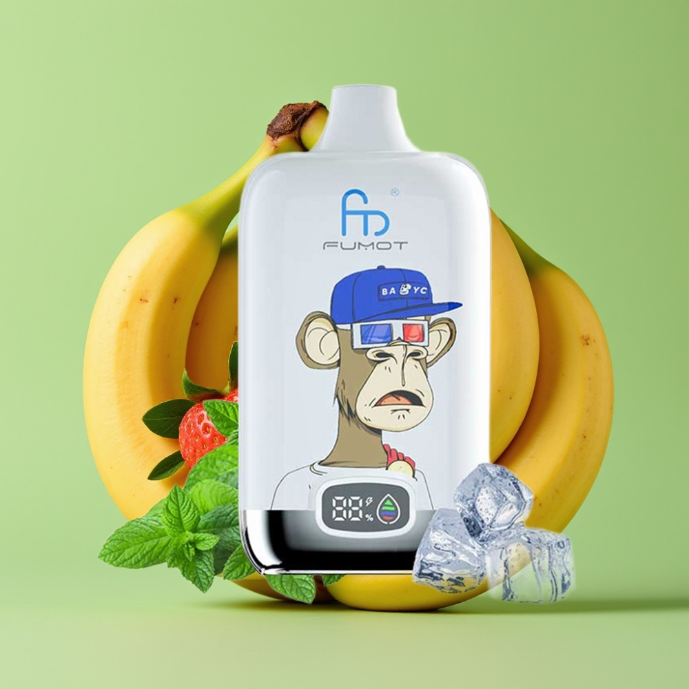 Fumot Tornado Digital Box 12000 Puffs Jednokratna e-cigareta Jagoda Banana 20ml 550mAh Type-C