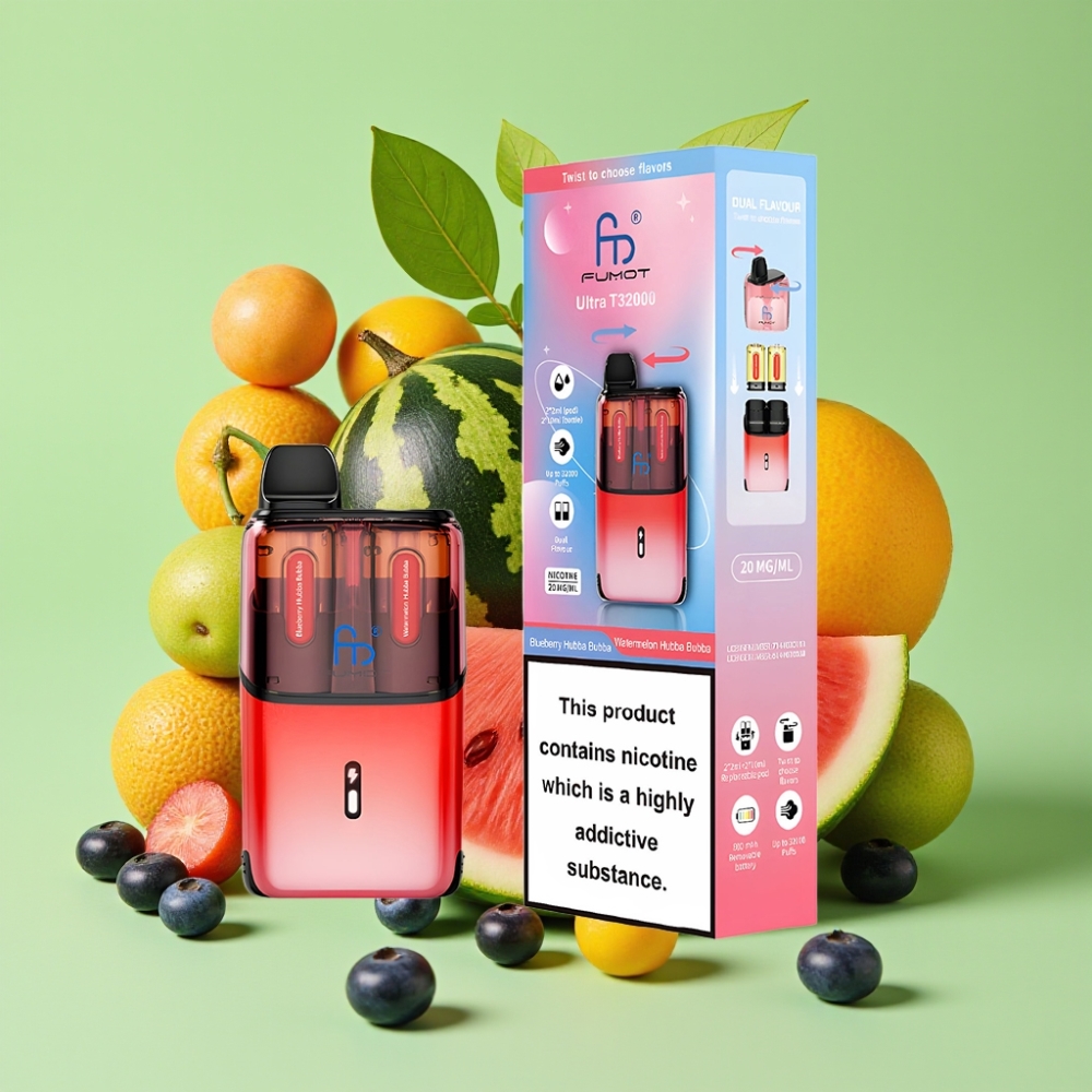 Fumot Ultra T32000 Jednokratna Vape 32000 pufova, 800mAh, Type-C, Plava jagoda - Lubenica Hubba Bubba, 20mg