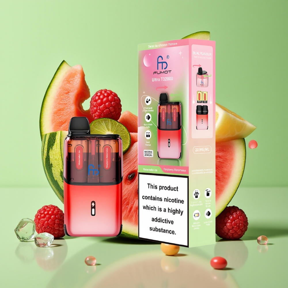Fumot Ultra T32000 Jednokratna Vape Lubenica Led - Malina Lubenica, 32000 pufova, 800mAh, Type-C, 20mg