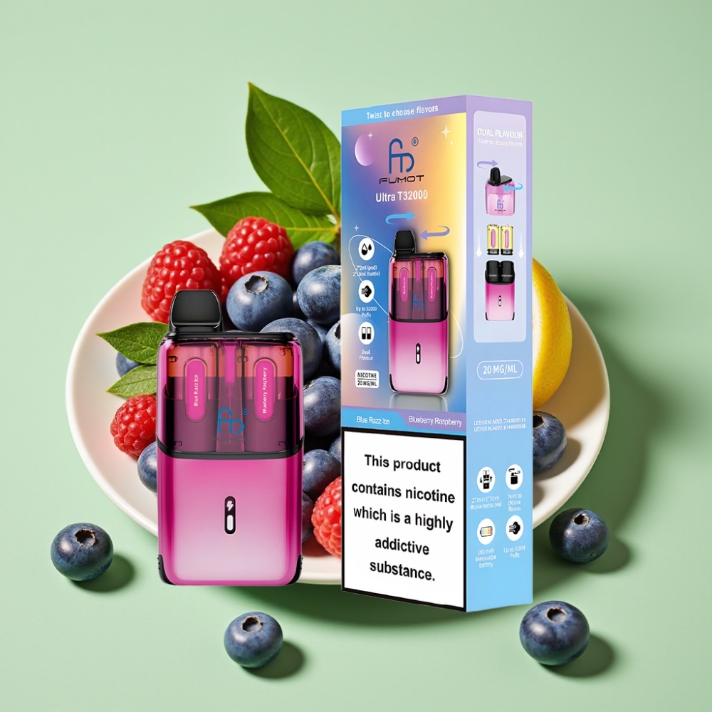 Fumot Ultra T32000 Jednokratna Vape Plavi Jagoda Malina Led – do 32000 puševa, 800mAh, Type-C, 20mg