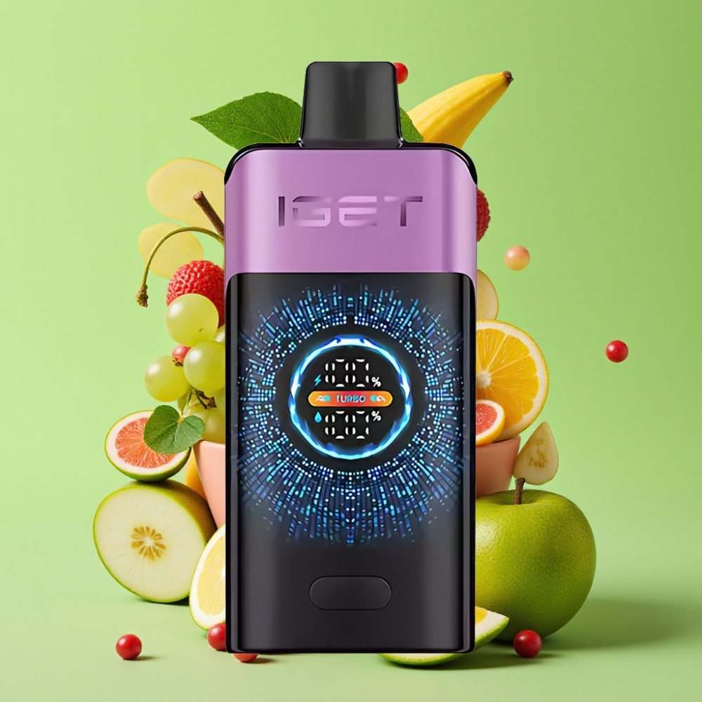 IGET ONE 12000 Puffs Disposable Vape Chupa Chups Grožđe - Regular/Turbo Mode, Dual Mesh Coil, Veliki Zaslon
