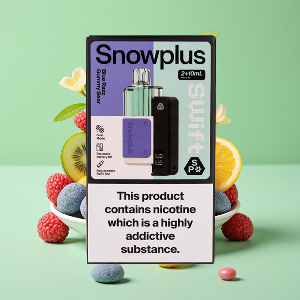 Snowplus Swift 5000 Puffs Dual Mesh Prefilled Pod Kit Plavi Razz Gumeni Medvjedić 1000 mAh