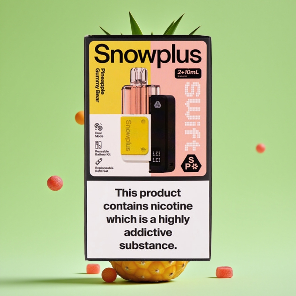 Snowplus Swift 5000 Puffs Prednapunjeni Pod Kit Ananas Gumeni Medvjedić (43x81x25mm, Dual Mesh, 1000mAh, 2+10ml, 2%)